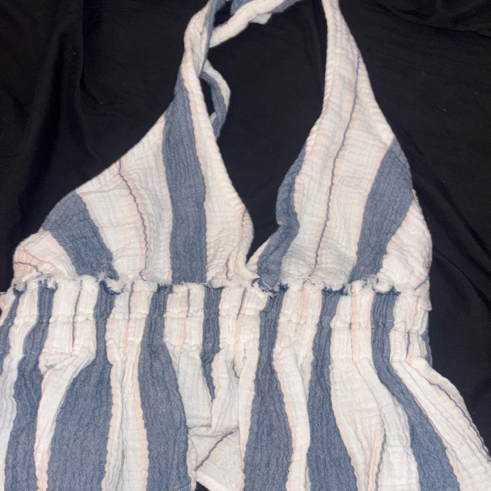 Ocean Drive Blue and White Halter Top